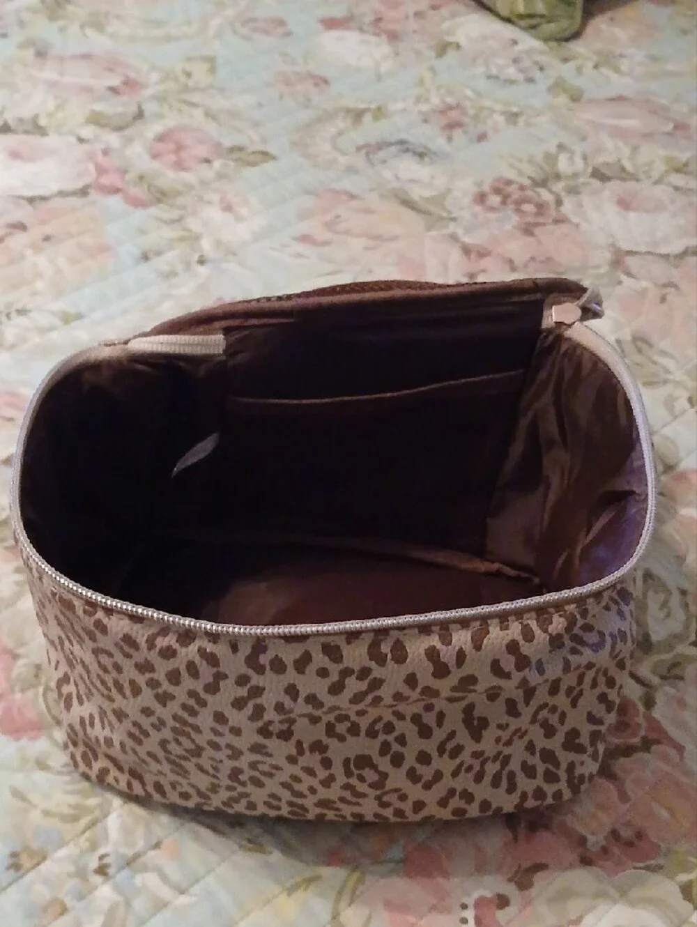 Leopard Print Cosmetic Train Case - Beige/Tan